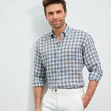 Classic Fit Leinen Karo Gewaschen