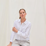 Jo Baumwollbluse Cropped Weiss