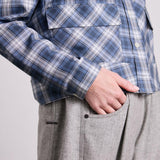 Solin Bluse Cropped Blau kariert