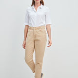 Rosa Stretchbluse Kurzarmbluse Weiss