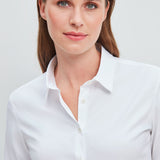 Rosa Stretchbluse Kurzarmbluse Weiss