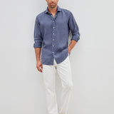 Classic Fit Leinen Dunkelblau
