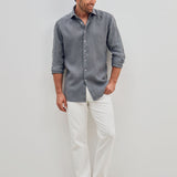 Classic Fit Leinen Dunkelgrau