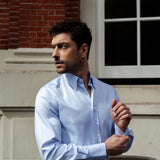 Slim Fit Button Down Pin Point Ciel