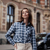 Solin Bluse Cropped Blau kariert