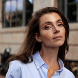 Jo Baumwollbluse Cropped Button Down Blau