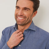 Classic Fit Leinen Dunkelblau