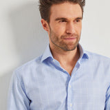 Classic Fit Blau Karo Wrinkle Free