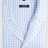 Pyjama Egyptian Cotton Hellblau Karo